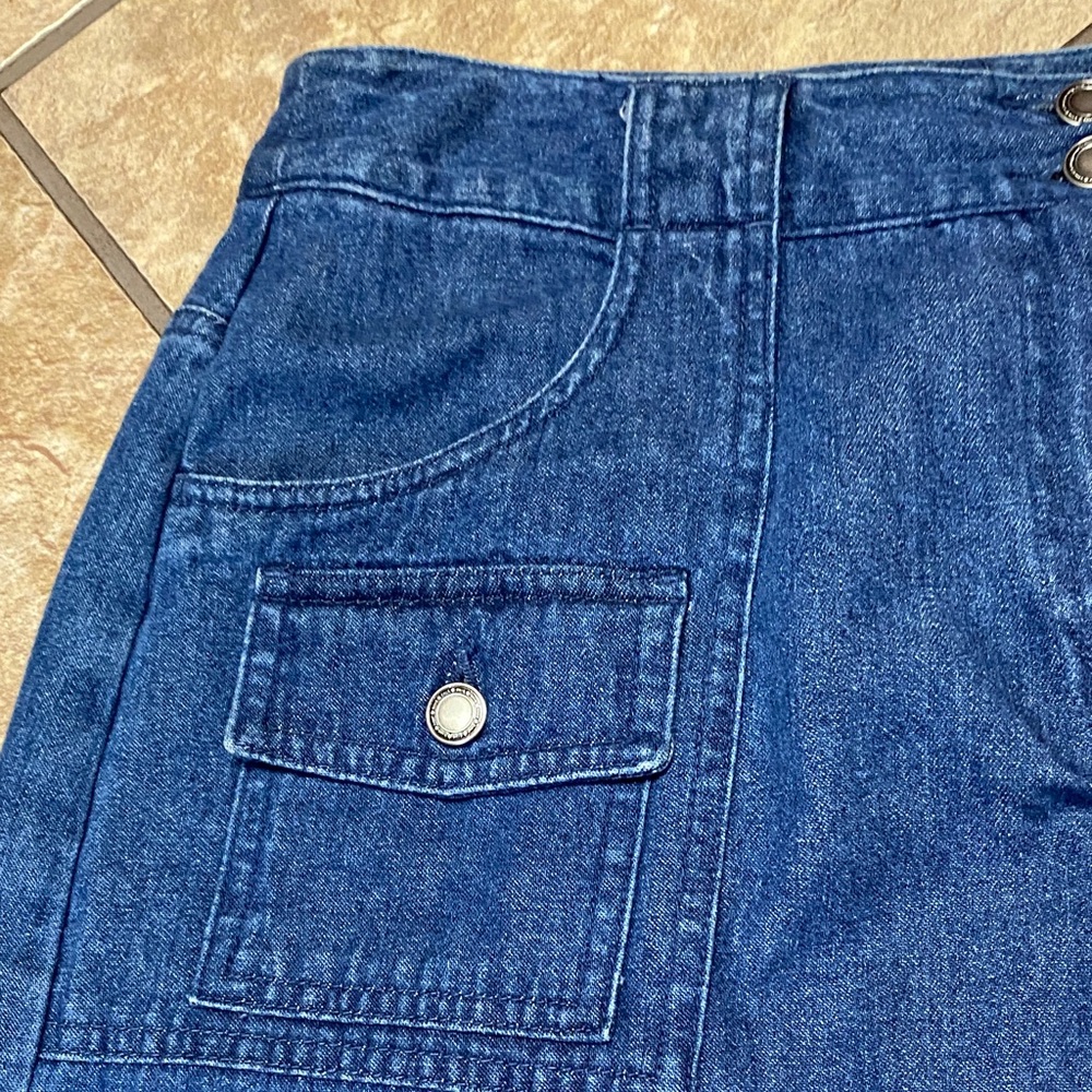 Denim Blue Size 12 Midi Skirt with Pockets Cottagecore Minimalist Practical - Picture 8 of 10